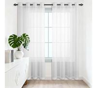 HOUXINZ Translucida Ojales Cortina 365 x 115 cm Translucidas Cortinas Semi Opacas Decorativas para Salon Habitacion Infantil Comedor, Blanco