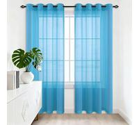 HOUXINZ Translucida Ojales Cortina 365 x 215 cm Translucidas Cortinas Semi Opacas Decorativas para Salon Habitacion Infantil Comedor, Azul Cielo