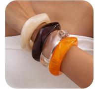 Houxq Juego de pulseras gruesas de acrílico para mujer, estilo punk irregular, de resina acrílica, geométrica, pulsera ancha, de acetato grueso, conjunto de joyas, talla única, Resina, No es una