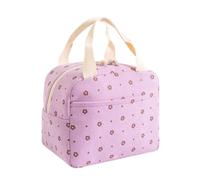 HouYa-Tec Bolsa Termica Porta Alimentos 10L, Lunch Bag para Lonchera, Bolsa Comida Trabajo para Mujer, Pequeña Bolsas Nevera Portatil para Playa,para Trabajo, Viaje, Escuela, Picnic (flores moradas)