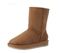 HOUYTYU Botas Mujer Classic Men Casual Real Sheepskin Leather Winter Snow Boots Natural Sheep Wool Fur Lined Keep Warm Shoes Waterproof Black(Bruin,11)