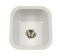 Houzer PCB-1750 WH Fregadero de barra de acero esmaltado de porcelana de 15-5/8 x 17-5/16 pulgadas, color blanco