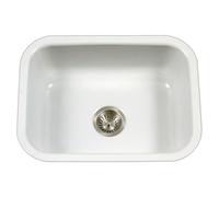 Houzer PCS-2500 WH Porcela Series Fregadero de cocina de acero esmaltado de porcelana, color blanco