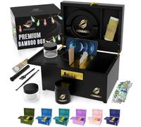 HOVANZO Caja de bambú grande de alta calidad, caja decorativa de almacenamiento con cerradura de combinación, caja de almacenamiento de madera con bandeja rodante, caja de almacenamiento de madera con