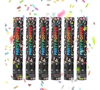 HOVCEH 6 cañones de confeti biodegradables, cañones grandes de confeti de 30 cm, poppers de fiesta de colores, poppers de confeti, grandes cañones de confeti, ideales para cumpleaños, fiestas y bodas