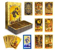 HOVCEH Cartas Tarot, 78+2 Piezas Baraja Tarot con Guía de Viaje Lateral, Tarot Cartas, PVC, Impermeable y Antiarrugas, Baraja de Tarot Rider Waite, Versión en Inglés (Dorado)
