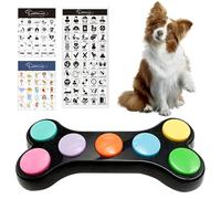 HOVCEH Juego de 7 botones de comunicación para perros, zumbador con función de grabación, botones para hablar con 100 pegatinas, ayuda de comportamiento de entrenamiento para perros, entrena a tu