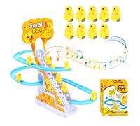 HOVCEH Juguetes eléctricos de Patos, Juguete De Escaleras De Escalada De Pato Eléctrico, Juguetes Eléctricos De Tobogán De Pista De Pato Pequeño, con 9 Patos, con música y Luces LED Intermitentes
