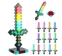 HOVCEH Luz Espada de Diamante, 39 cm Lámpara de Espada de Diamante con Base, 13 Modos de Luz Dinámica con Reacción Sonido, Decoración para Sala de Juegos y Coleccionable Cosplay