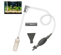 HOVCEH Sifonador Acuario, 1.7M Aspirador Acuario, Limpiafondos Acuario, Sifon Acuario con 3 Cabezales de Cepillo, Bomba de Aire Manual, Abrazadera para Manguera y Accesorios para Limpieza de Acuario