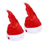 HoveeLuty 2 gorros navideños eléctricos de peluche de Papá Noel con bola en la parte superior, suaves y divertidos para niños y adultos, disfraz navideño, gorros de Papá Noel para adultos.