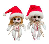 HoveeLuty 2 muñecos espeluznantes de Halloween con Gorro navideño, muñecos Colgantes de Zombis embrujados con Cuerda para decoración de Fiestas en el hogar, jardín, Interior y Exterior.