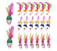 HoveeLuty 20 Juguetes de ratón para Gato, 2 Pulgadas, Coloridos, con Cola de Plumas, Pelotas interactivas de Peluche para Gatos de Interior.