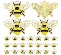 HoveeLuty 24 abalorios de abeja, esmaltados en oro y negro, con gotas de aceite para bisutería. Bonita abeja de aleación para manualidades, decoración de fiestas.