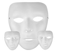 HoveeLuty 3 máscaras de Halloween de cara completa de 18 x 15 cm, color blanco, para mujer, para hacer tú mismo, máscara lisa en blanco para disfraces, proyectos artísticos de cosplay y teatro.