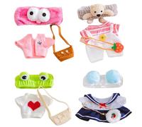 HoveeLuty 4 Juegos de Ropa de Peluche, Conjunto de Ropa de Pato Kawaii de 30 cm con Diadema de Peluche y Bolsa. Conjunto de de Pato DIY Colorido para niñas y niños. para Peluches.