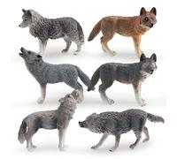 HoveeLuty 6 Figuras de Lobo realistas, 6 Figuras de Animales Diferentes, Juguetes educativos de Aprendizaje, Set de Regalo de cumpleaños, Juguetes de Animales para niños y niñas, de de lob