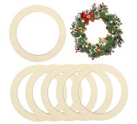 HoveeLuty 6 Piezas de Coronas de 25 cm de Madera sin terminar, con Aros de Madera preperforados para Manualidades, decoración del hogar, Bases de Corona, Marcos de sin terminar, Aros de para