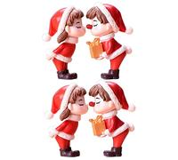 HoveeLuty Adornos en Miniatura de Pareja de Navidad Figuras en Miniatura Decoración de Paisaje de jardín 4PCS Adornos de Paisaje Figuras de Pareja de Navidad Figuras en Miniatura de Navidad