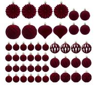 HoveeLuty Adornos navideños de Terciopelo, 48 Unidades, Bolas navideñas flocadas Color Burdeos para árbol de Navidad, decoración Colgante navideña, Juego de Adornos navideños, para árbol de Na