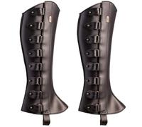 HoveeLuty Armadura de pierna medieval, 1 par de cubrebotas medievales renacentistas de cuero sintético con fijador, ajustable, para fiesta, cosplay, Halloween, disfraz medieval negro para hombre.