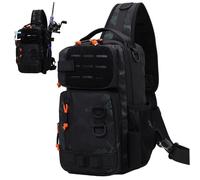 HoveeLuty Bolsa de Pesca Tipo Bandolera de Tela Oxford con Soporte para caña, Mochila Ligera e Impermeable con múltiples Compartimentos, Estilo 2. Mochila de Pesca con Soporte para caña.