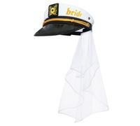 HoveeLuty Bride Captain Hat with Veil Navy Marine Hen Fiesta Fiesta Capitán De Navegación Capitán Para Bodas Bachelorette Party Style 1