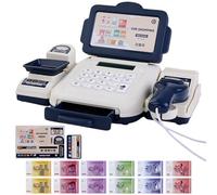 HoveeLuty Caja registradora de Juguete con escáner, función de calculadora, Caja registradora para niños con Dinero Falso, Tarjeta de crédito, de Compras educativa, Juguetes de Juego de rol, regi