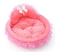 HoveeLuty Cama para Perro Princesa, Bonita y Suave Cama con Lazo de Encaje para niña, con Soporte para la Cabeza, cálida y práctica para el hogar, 48 cm, Bonita para Gato, para niña, para