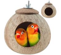 HoveeLuty Caseta para pájaros de Piel de Natural de 12 a 13 cm con Orificio de 6 cm, con Rosca para Jaula, Transpirable y Absorbente de Humedad, Ideal para pájaros pequeños. Nido para, accesor