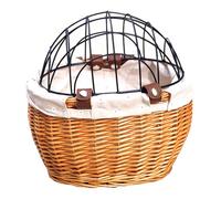 HoveeLuty Cesta para Bicicleta para Perros de 30 x 25 x 35 cm, Transpirable y Hueca, para Gatos. Cesta Frontal de Mimbre extraíble con Cubierta de Malla de Alambre. Vintage para Perros pequeños y gat