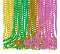 HoveeLuty Collares de cuentas para mujer, 48 piezas, 4 colores, collar de cuentas de plástico Mardi Gras, a granel para decoraciones de cumpleaños, bodas, festivales, Halloween, carnaval