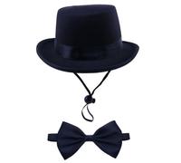 HoveeLuty Conjunto de Disfraz para Perro, Accesorios Formales para Perro con Sombrero de Copa y Pajarita/Corbata, Conjunto de Sombrero Negro para para Fiesta de cumpleaños, Boda, Fotos de Halloween