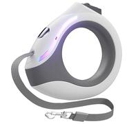 HoveeLuty Correa retráctil para perro con linterna recargable de 118 pulgadas con mango redondo con bloqueo, correas ergonómicas de luz de respiración para perros pequeños y medianos, suministros para