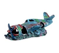 HoveeLuty Decoración para peceras, Resina Impermeable de 24 x 10 x 7, 6 cm, decoración Retro Realista con restos de Aviones, Accesorios Reutilizables para peceras Grandes.