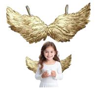 HoveeLuty Disfraz de alas de ángel Doradas con Plumas Doradas y Bandas elásticas para niños. Accesorios de fotografía. Alas de ángel de Plumas