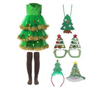 HoveeLuty Disfraz de árbol de Navidad para Mujer, Incluye Gorro, Calcetines, Bandolera y Marco. Ideal para Fiestas navideñas. Talla S. Disfraz de árbol de Navidad para Mujer.