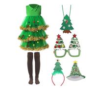 HoveeLuty Disfraz de árbol de Navidad para Mujer, Incluye Gorro, Calcetines, Bandolera y Marco. Ideal para Fiestas navideñas. Talla L.