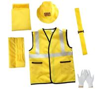 HoveeLuty Disfraz de obrero de la construcción para niños (6 piezas), suave y cómodo, ligero, de poliéster, ideal para juego de rol de carpintero.