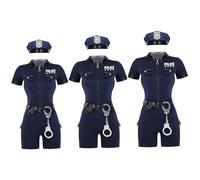 HoveeLuty Disfraz de policía para mujer, suave y cómodo, ideal para Halloween, con ropa, sombreros, esposas, carteras y cinturones para cosplay de Halloween. Disfraz de policía XL para adulto.