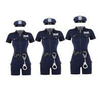 HoveeLuty Disfraz de policía para mujer, suave y cómodo, ideal para Halloween, con ropa, sombreros, esposas, carteras y cinturones para cosplay de Halloween. Talla M. Disfraz de policía para adulto.
