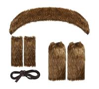 HoveeLuty Disfraz de Vikingo para Mujer, de Piel sintética, con Cuello, Calentador de piernas y Calentador de Manos para Fiesta de Cosplay, Disfraz de Vikingo para Mujer, de de Cueva.