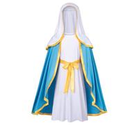 HoveeLuty Disfraz de Virgen María para Mujer, Disfraz religioso bíblico, Incluye Falda con Capa, pañuelo Blanco y cinturón para Cosplay navideño, de Jesús, bíblico para Adultos, disfra