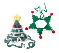 HoveeLuty Disfraz navideño para Mascota, Tejido para Gato, Incluye Collar y Gorro de árbol de Navidad con Cuerda para Fiestas navideñas, Collar y Gorro de Gato.