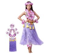 HoveeLuty Falda de hierba hawaiana para mujer, hermosa falda de hierba, pulsera, diadema y más, para fiestas temáticas hawaianas, reuniones de playa, actuaciones escénicas, faldas hawaianas para mujer