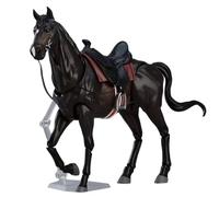 HoveeLuty Figuras de Caballo con Silla de Montar, Cabestro y Cuerda guía, 20 x 13 cm, articuladas, Juguete Realista y fácil de Montar para entusiastas, Color Negro.
