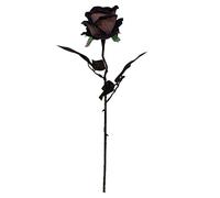 HoveeLuty Halloween Artificial Rose Faux Single Black Rose with Stem Touch Real Flores Falsas de Flores Negras Halloween Flores Artificiales 1pc