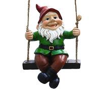 HoveeLuty Jardín Gnomo Colgando Estatua Divertido Jardín Gnomos Hamaca Figurilla Resina Colgando Columpio Enano Esculturas Elf Colgante Arte Artesanía