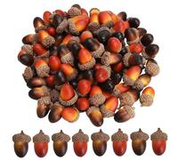 HoveeLuty - Juego de 100 bellotas falsas de poliestireno de 1,2 x 0,8 pulgadas con cáscara inferior natural, decoración realista para manualidades y accesorios de fiesta