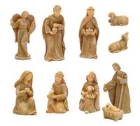 HoveeLuty Juego de Belén y Figuras, Juego de 10 Piezas de Belén Religioso simulado, Belén Decorativo de Resina para Mesa, repisa, Bandeja escalonada